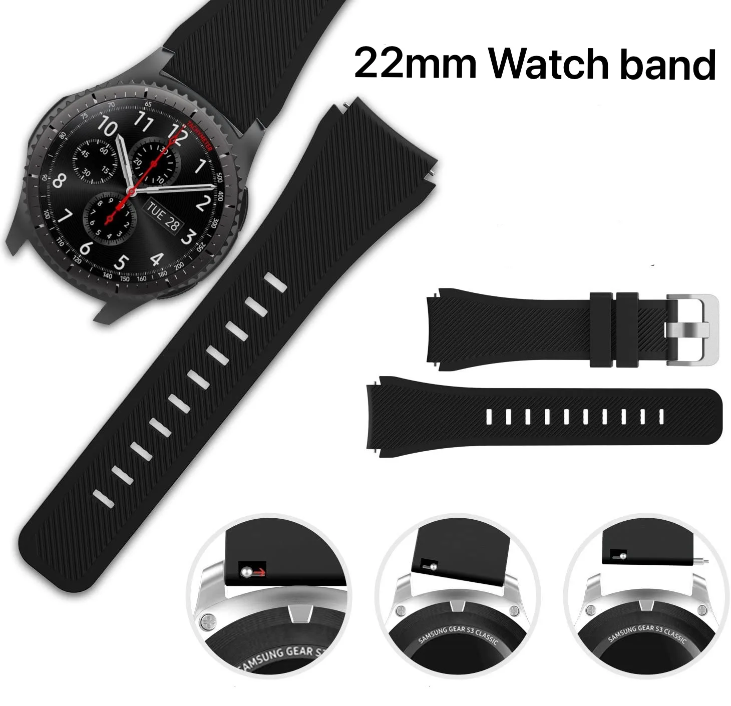Ремешок для часов Samsung Galaxy Watch 3/Huawei watch GT2/Amazfit GTR спортивный мягкий силиконовый