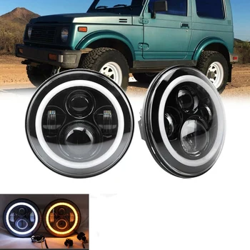

7 Inch LED Headlight with Halo Ring Amber DRL Turn Signal 120W for Suzuki Samurai SJ413 SJ410 1980-1985