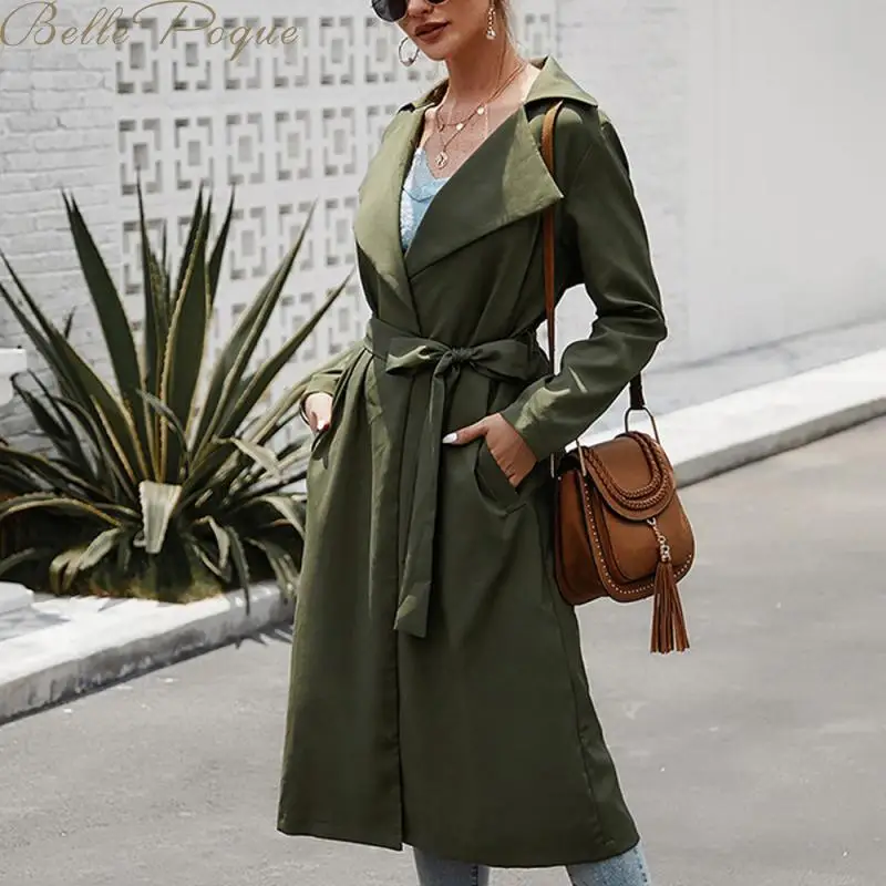 Belle poque корейский темперамент женская популярная верхняя одежда осень зима лук пальто женские средней длины пояса для пальто
