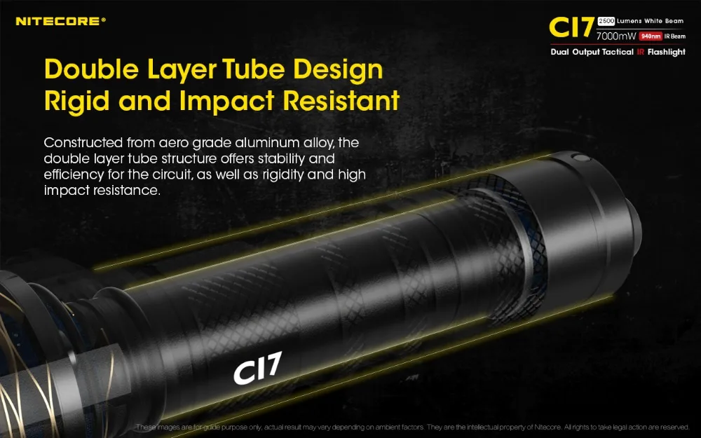 Nitecore CI7 двойной Выход Тактический ИК-фонарик 4x CREE XP-G3 S3+ 4x SST-10-IR светодиодный фонарь с 2 x NL1835 аккумулятор i2 зарядное устройство