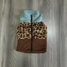 Новая осенне-зимняя одежда теплая флисовая одежда зеленого цвета с леопардовым принтом для маленьких девочек детская одежда хлопковый Изысканный топ без рукавов