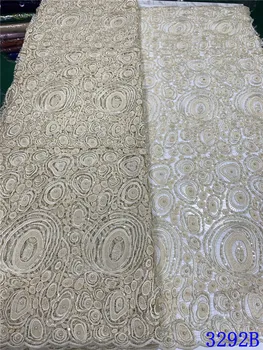 

XIYA African Lace Fabric 2020 High Quality Lace French Nigerian Lace Fabrics Handmade Beaded Lace Fabric For Party Sew QF3292B-6
