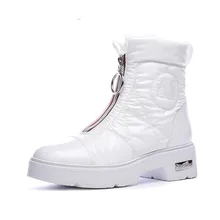 Г. Зимние сапоги женские зимние сапоги теплая обувь на пуху легкая одежда обувь на плоской платформе с молнией белого и черного цвета ботинки на толстой подошве
