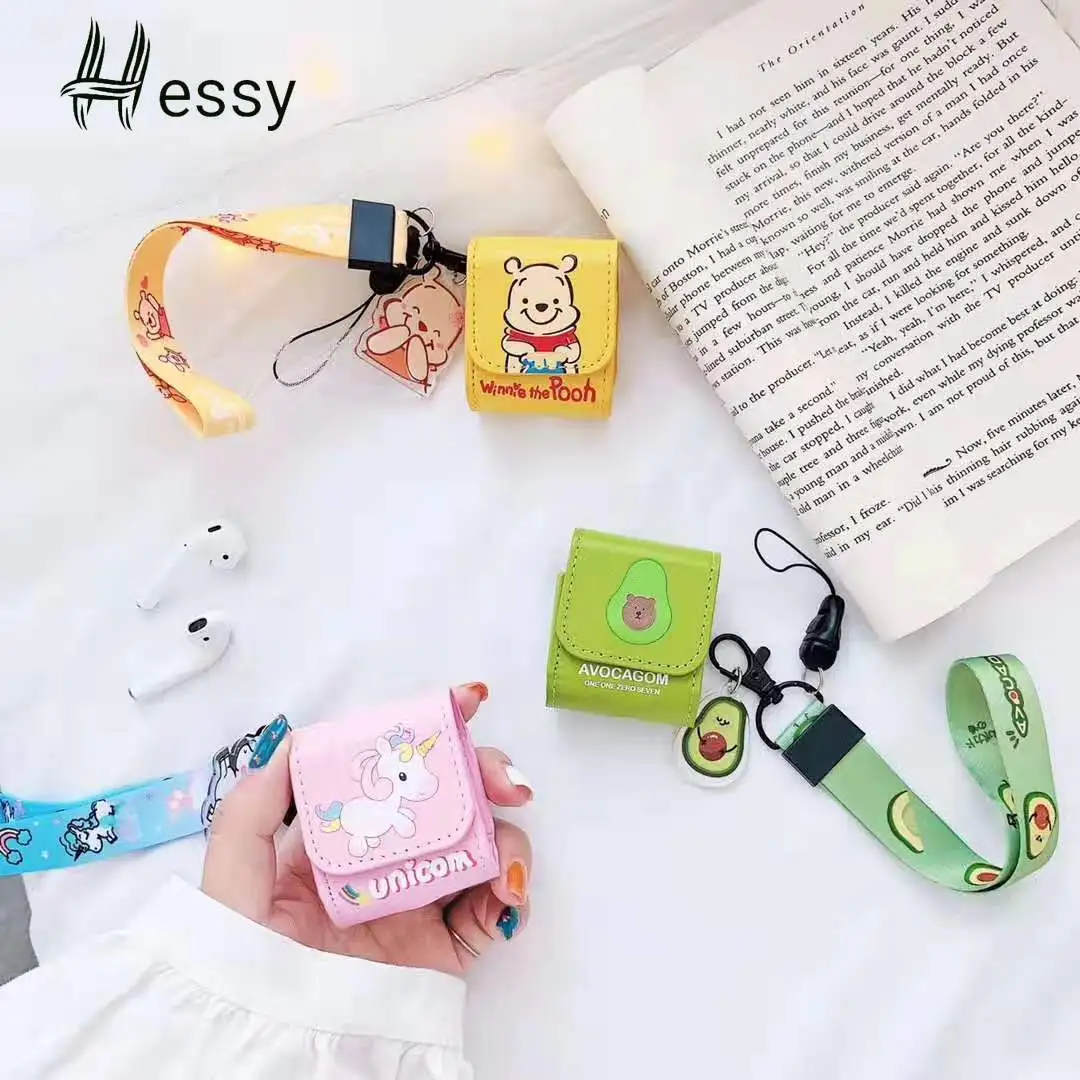 

Unicorn Avocado Pooh Bag Case for Apple Airpods 1 2 Bluetooth Wireless Earphone Accessories Headphone Protective Cover Lanyard