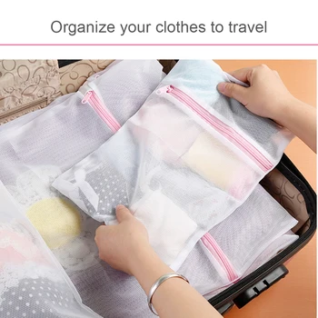 

Foldable Laundry Bags For Washing Bra Socks Underwear Protection Bag Zippered Mesh Laundry Net Storage Bags Organizer Container