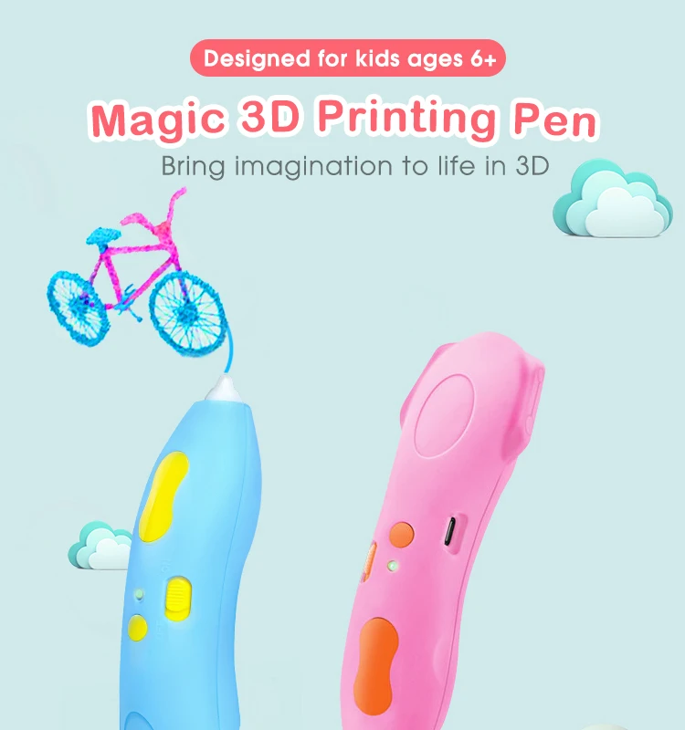 

3D Printing Pen Drawing Painting Pens Adjustable Temperature with USB Cable ABS/PLA Filament Educational Toy for Kids DIY Gift