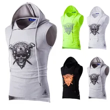 Simple Summer New Style Western Style Men Fashion Printed Breathable Sports Sweat Hooded Tank-top