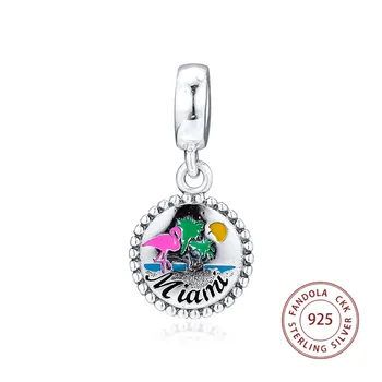 

Fits Pandora Bracelets 925 Sterling Silver Bead Mixed Enamel Miami Beach Charms Beads for Jewelry Making kralen Free Shipping
