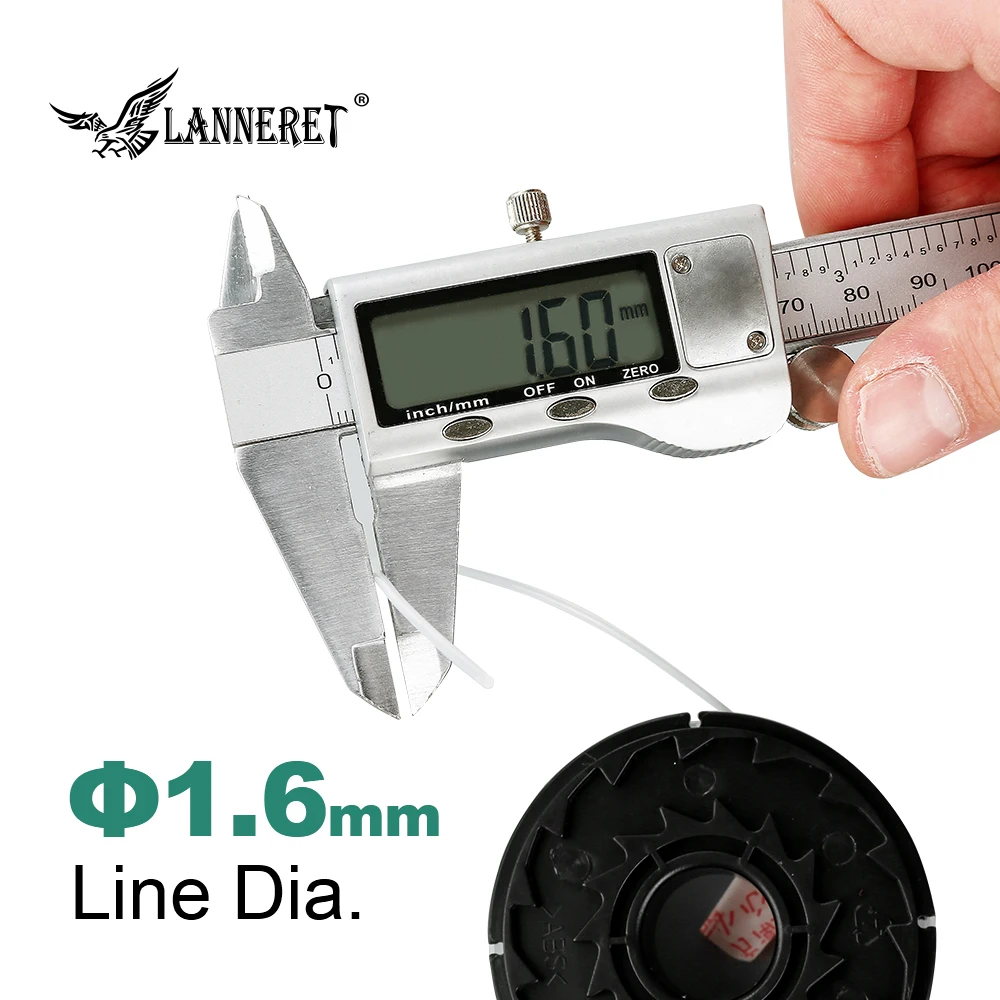 LANNERET Dia.1.6mm длина 6 м Универсальная нейлоновая щетка косилка Bump Spool газонокосилка триммер для стрижки головы белая веревка
