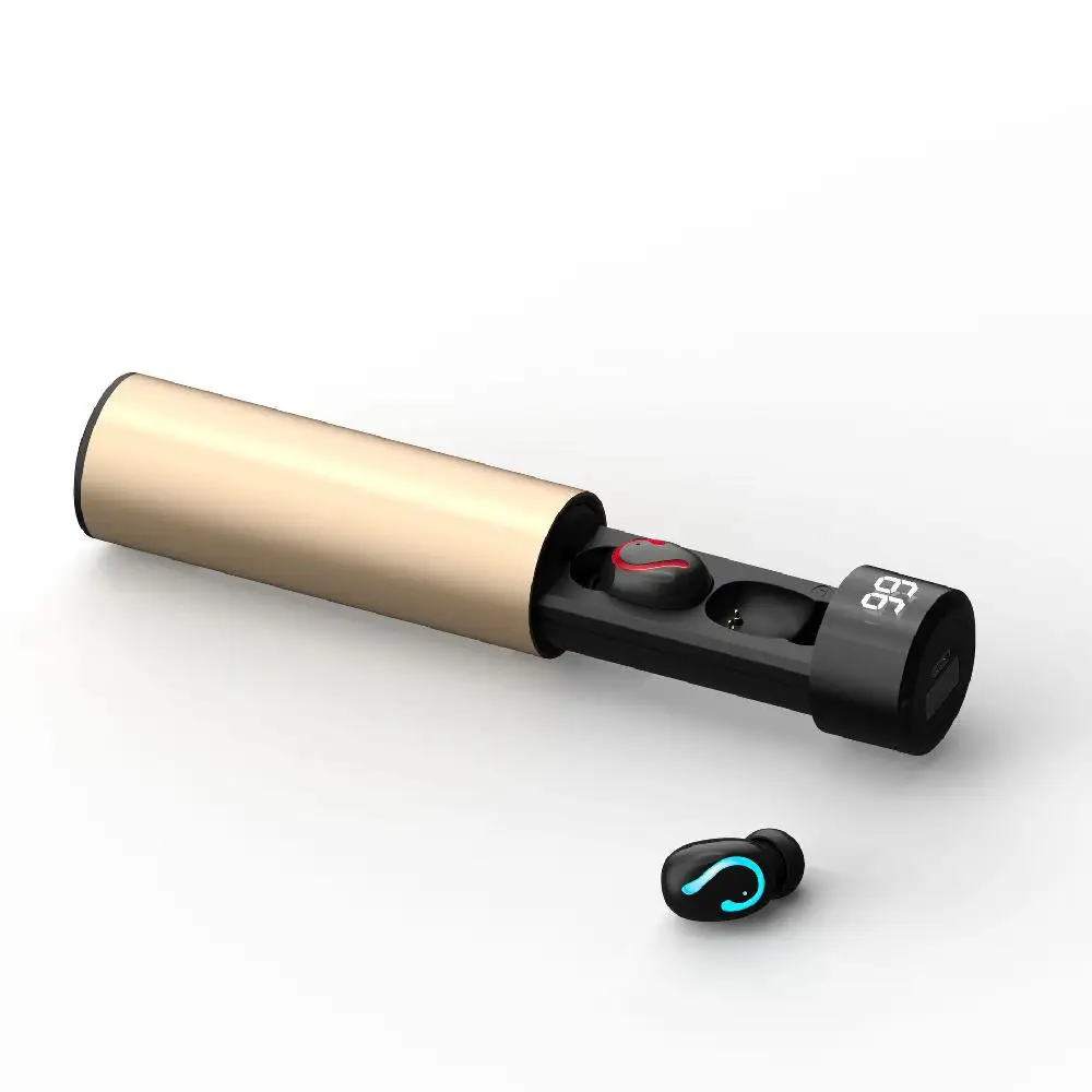 gold Q67 TWS гарнитура Bluetooth наушники Беспроводной наушники с зарядный чехол hi-fi звук цифровой Дисплей Водонепроницаемый Шум уменьшить - Цвет: gold