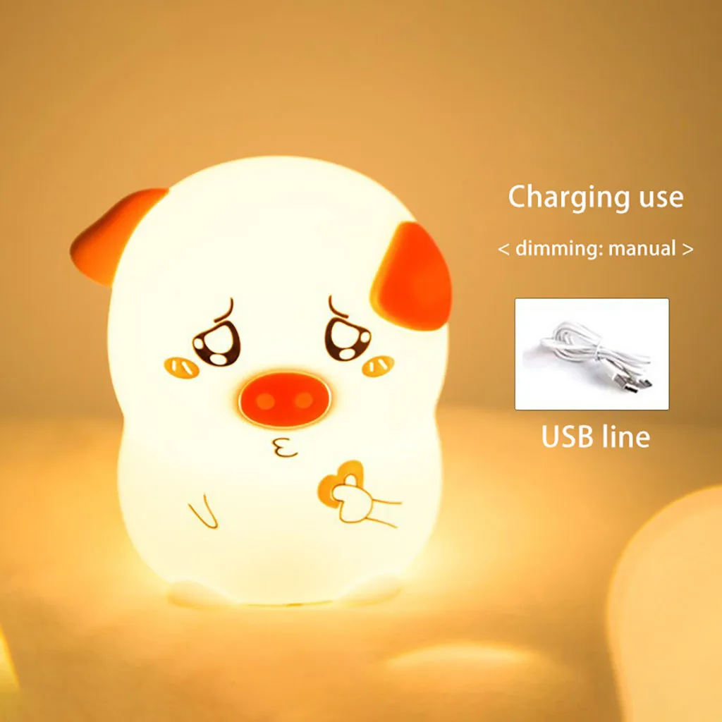 Cute Pig Night Light Silicone Children Birthday Gift Soft Cartoon animal children gadgets Funny Holiday Gift Girl toys #C