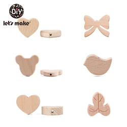 Let'S Make 50pc Beech Wooden Five-Pointed Star Beads Bow Wooden Teethers Toys Wooden Teether Wooden Teething Beads Baby Teether