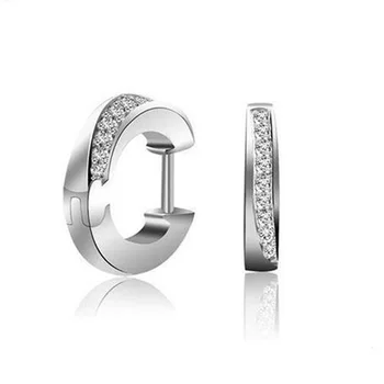 

SBE001 925 Pure Silver Ear Jewelry Fashion Circle Earrings single row Earrings