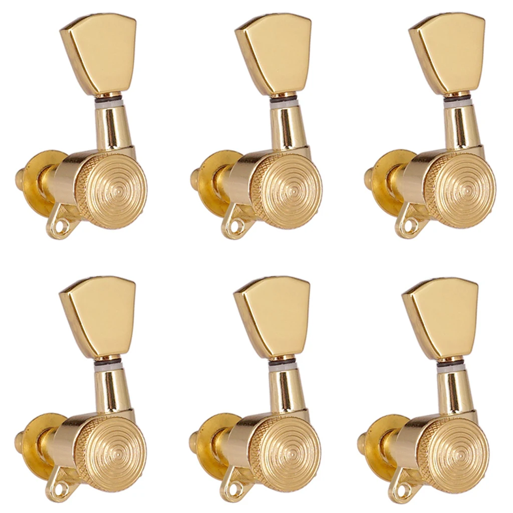 6 Pieces 6L Left Closed String Tuning Keys DIY for Acoustic Electric Guitar Parts, Golden