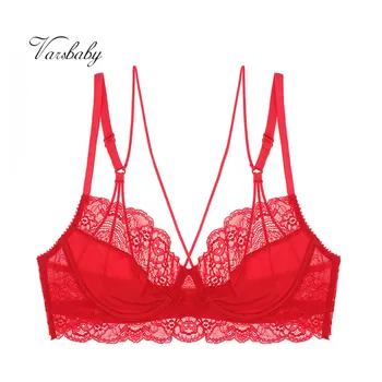 

Varsbaby sexy Y-lined lingerie underwire underwear deep V floral lace unlined hollow bras