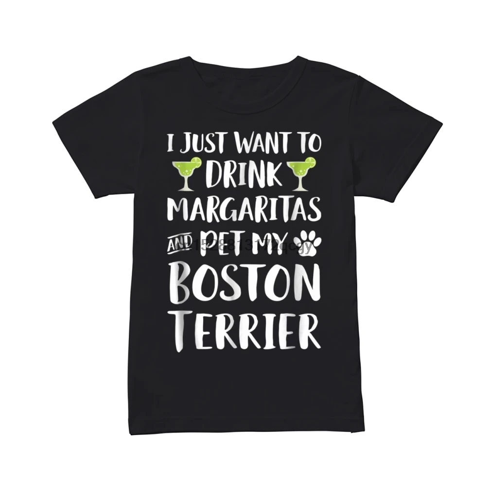 

Brand Drink Margaritas And Pet My Boston Terrier Shirt Summer 2020 Men Short Sleeve T-Shirt