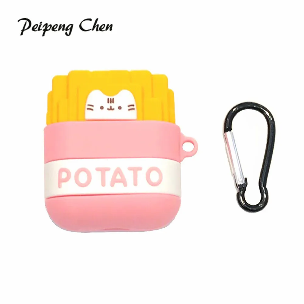Bluetooth headset Box For Airpods Shockproof Case Apple AirPods Cover Soft Silicone Fries Cat Air Pods 2 Protector Cases |