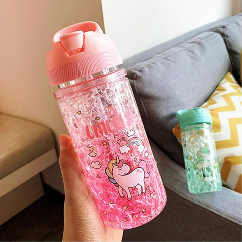 

Portable Stylish Double Straw Unicorn Ice Cup Summer Cold Drink Juice Coffee Water Cup Boy's Girl's Plastic Cups Novelty Gift
