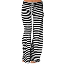Women Cotton Pajamas Sleepwear Nightwear Loungewear Homewear Full Length Sleep Bottoms Striped Ladies Clothes
