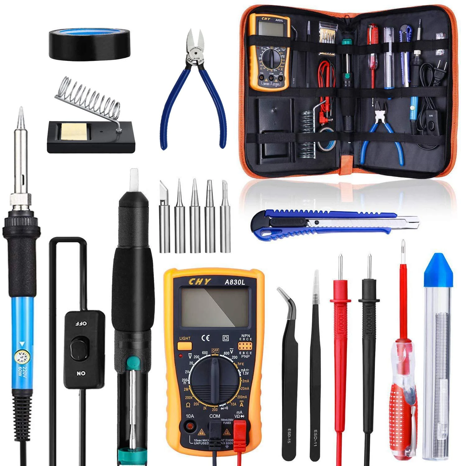 Color: A Soldering Portable Soldering Iron Kit 110V/220V 60W Electronics Welding Iron Tools Set with Adjustable Temperature Function Color: A Soldering Portable Soldering Iron Kit 110V/220V 60W Electronics Welding Iron Tools Set with Adjustable Temperature Function