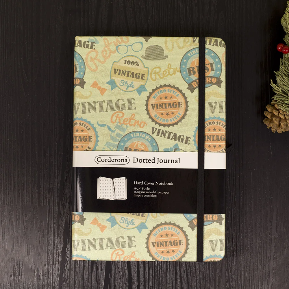 A5 160gsm Bullet Dotted Journal Retro Hardcover Notebook Thick Paper