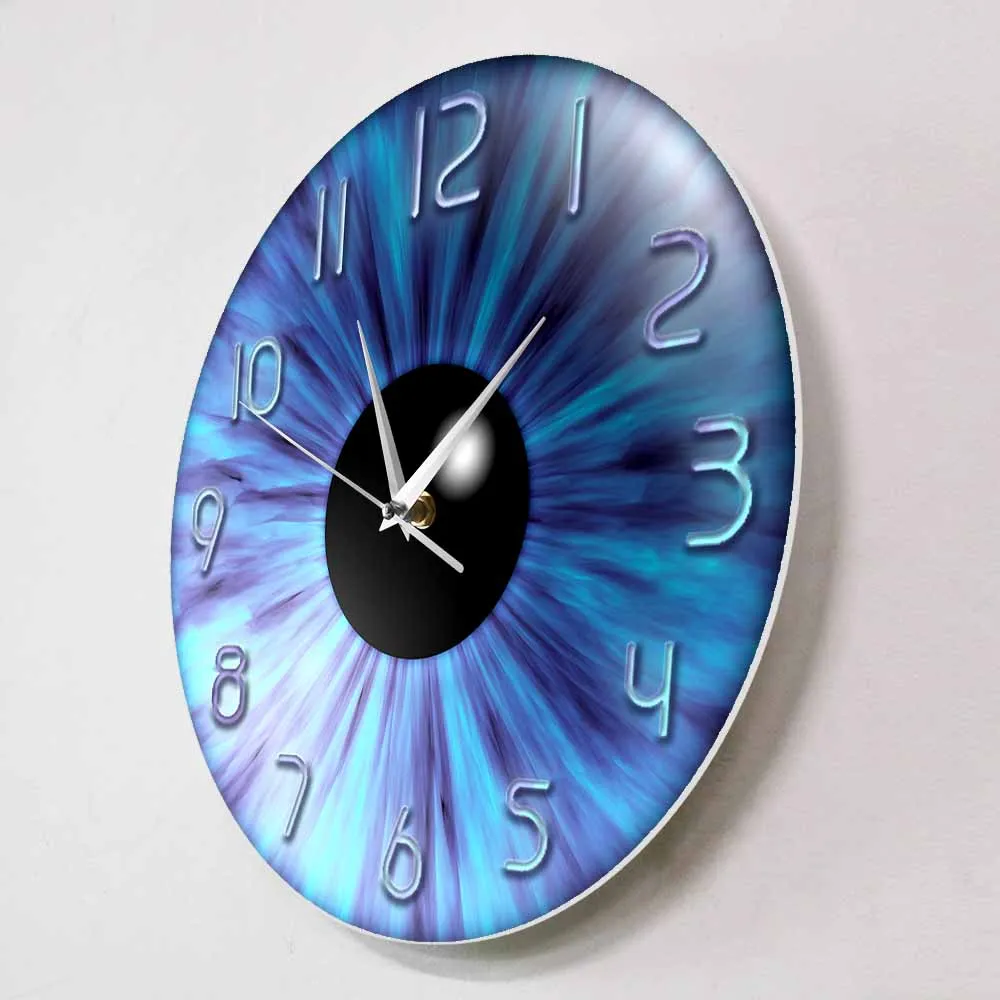 Blue Evil Eye Iris Pupil Printed Wall Clock For Eye Clinic Optician Artwork Decor Silent Wall Watch Eye Doctor Optometrist Gift 2