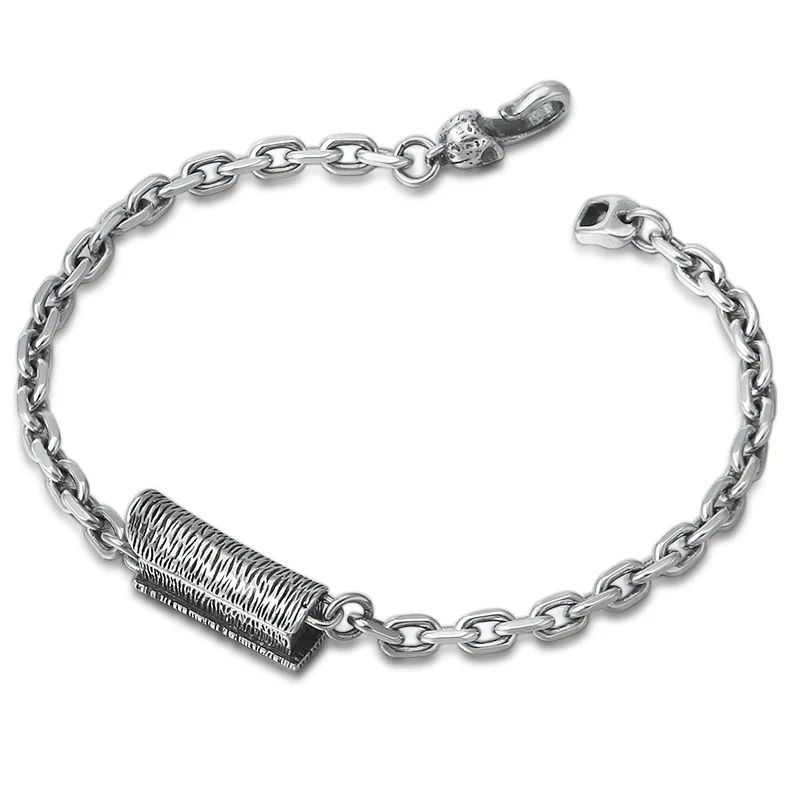 Подлинная 925 пробы серебряные ювелирные изделия личности гроб браслет Мужская мода Ретро наручные цепи аксессуары Подарки