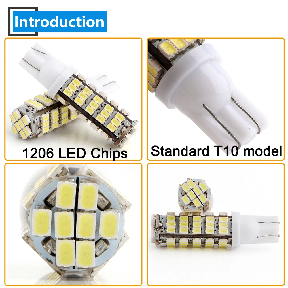 4PCS/20PCS T10 W5W 194 927 161 1206 68 SMD  LED  Leds        12V 