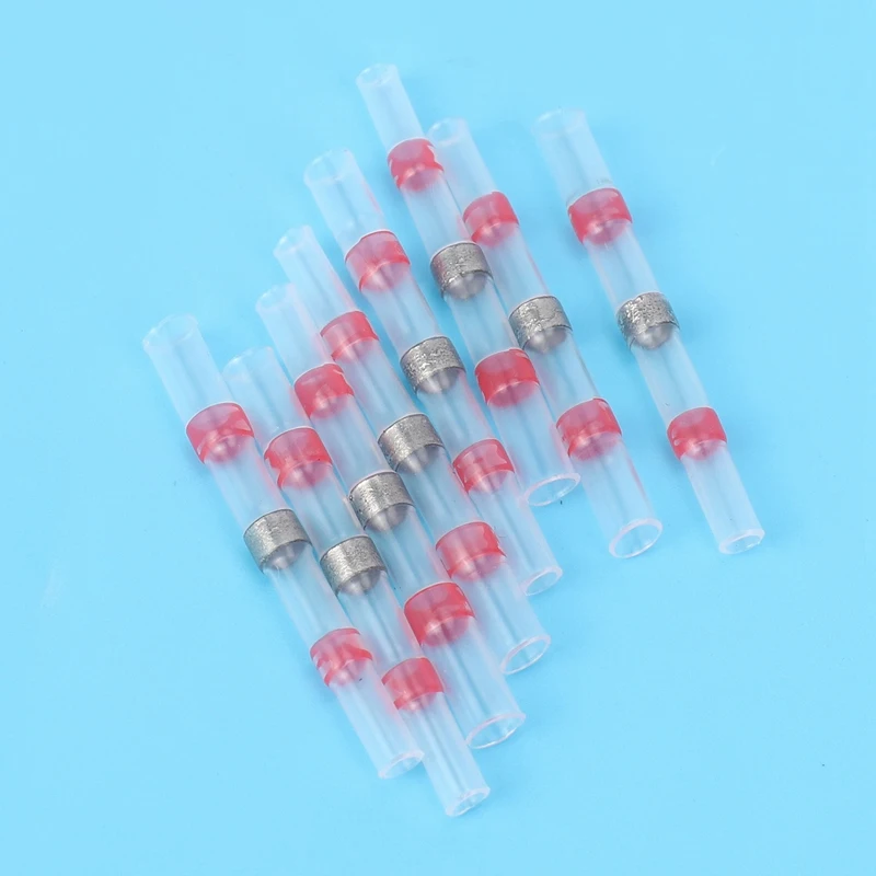 50Pcs Solder Seal Wire Connectors, Heat Shrink Butt Connector Waterproof Insulated Electrical Butt Terminals For Automotive Mari
