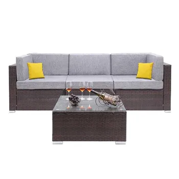 

High Quality 4 Pieces Patio PE Wicker Rattan Corner Sofa Set Outdoor Rattan Sofa Combination Garden Sofa Outdoor Chairs