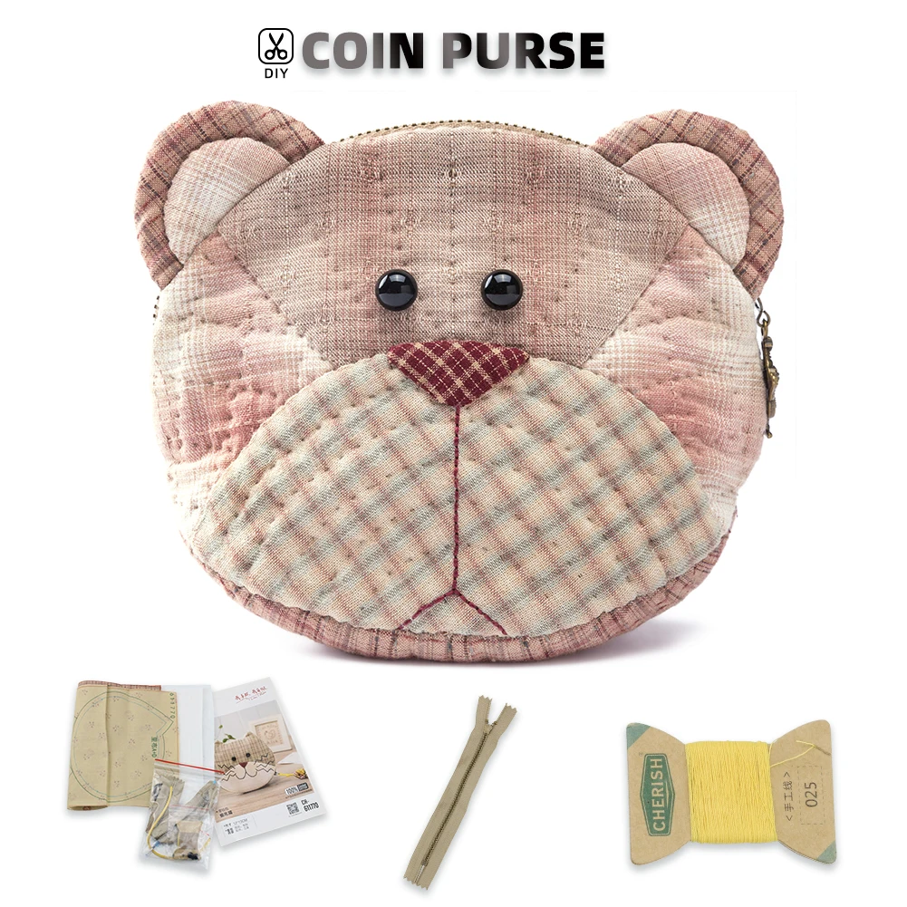 Big Bear HaoFa милый кошелек для монет наборы для изготовления милых животных вышивка крестиком Рукоделие Шитье стеганое шитье Рождественский подарок - Цвет: Big Bear