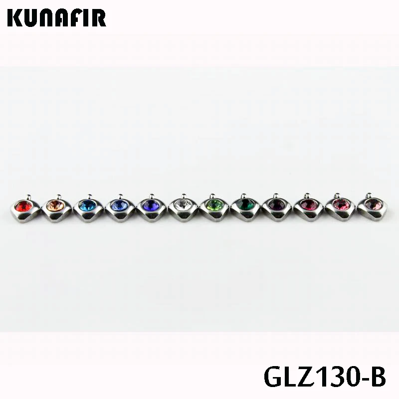 stainless steel small pendant with rhinestone lovely charms 12pcs mix color GLZ130