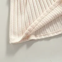 Baby Girls Casual Princess Knitted Dress, Solid Color Square Collar Fly Sleeve Thick Ribbed Gown, Pink/ Beige/ Khaki 0-24M 6