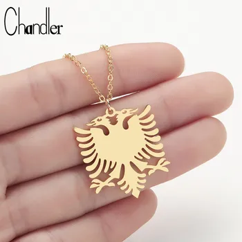 

Chandler Hot Albania Eagle Necklace Coat of Arms Double Headed Eagle Necklaces Ethnic Stainless Steel Pendant Female Male Gifts
