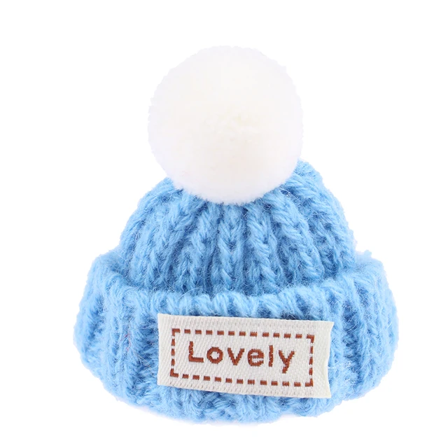 1/2/10pcs Random Knitted Hat Cute Doll Cap Fashion Colourful Headwear Accessories Mini Decorative Christmas Hat Scarf Towel Blue