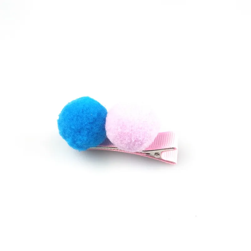 1pcs 5cm Hairpins Snap Hair Clips for Children Girls Hair Accessories Baby Cute Hair Clip Pins Gauze ball Color Metal Barrette - Цвет: C4 Blue Purple