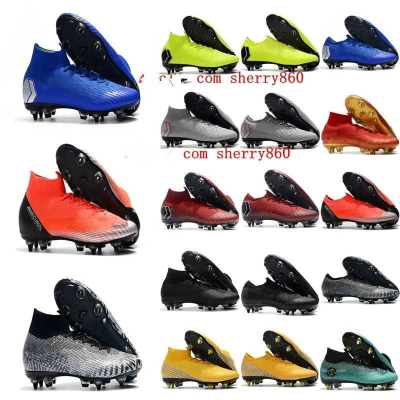 

2019 mens soccer shoes Superfly VI 360 LVL UP Elite SG AC high ankle soccer cleats CR7 football boots scarpe calcio