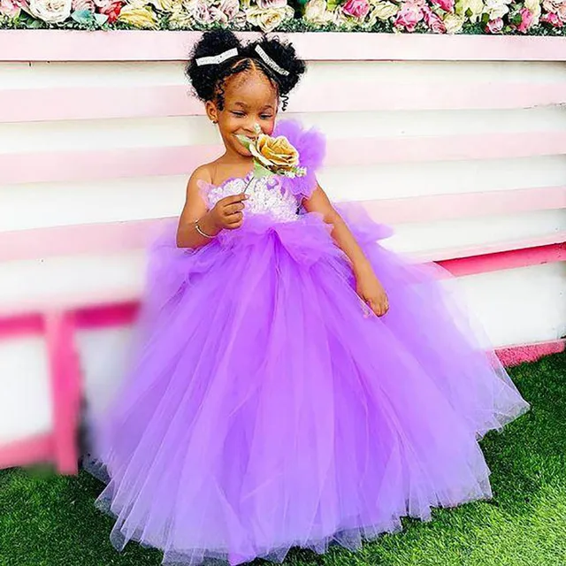 New Purple Baby Girl Birthday Gowns Sheer Neck Lace Tulle Children Pageant Gown  Christmas Party Dress|Dresses| - AliExpress