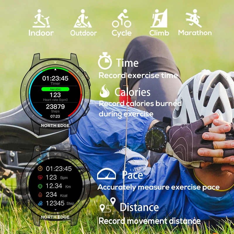 Northedge GPS Ʈ ġ Running Sport GPS Watch ȭ Smartphone  Heart Rate ħ Altitude Clock