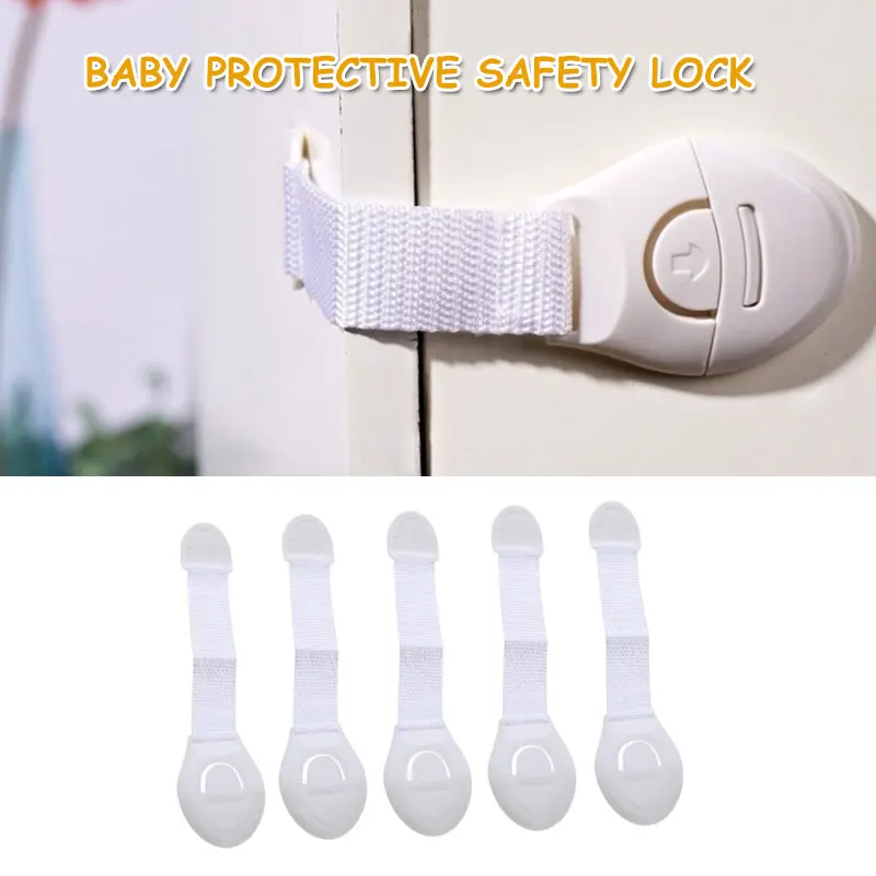 

5pcs Cabinet Locks White Convenient Child Safety Lock Kids Cupboard Durable Safety Lock Drawer Catch Door Accessories Fridge