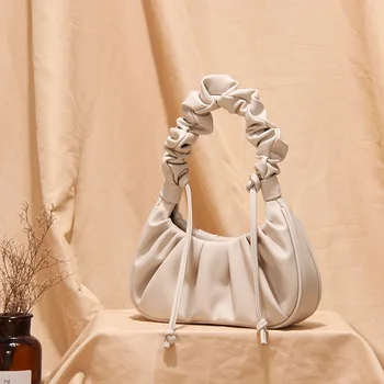 

Trend New Designer Rouched Handbags Female Drawstring Shoulder Strap Shoulder Bags for Women High Quality Stylish Dumpling Bags