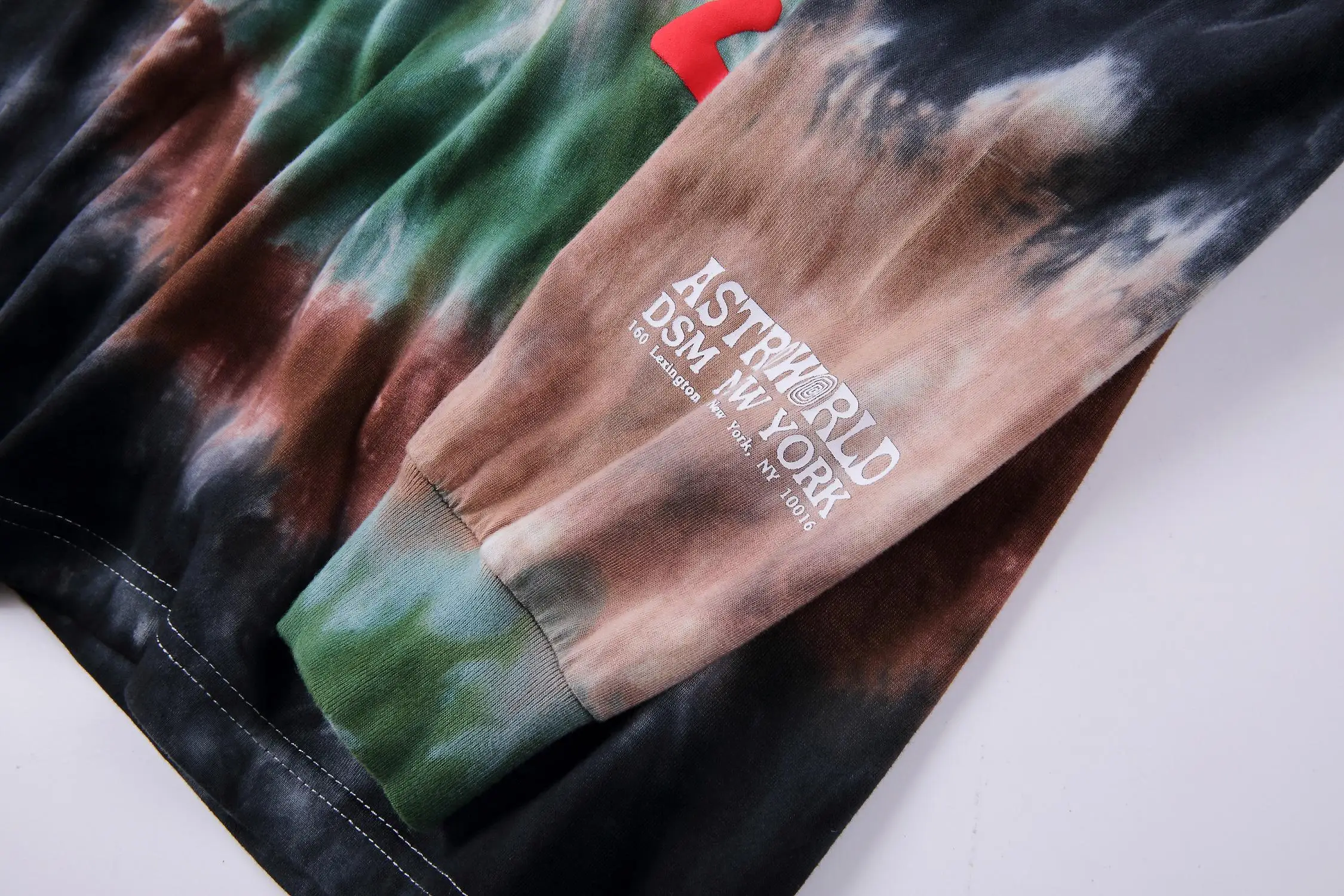 19SS с изображением Трэвиса Скотта Astroworld DSM INS футболка с длинными рукавами harajuku Tie-dye funning для мужчин и женщин уличная хип хоп туман астромир футболка
