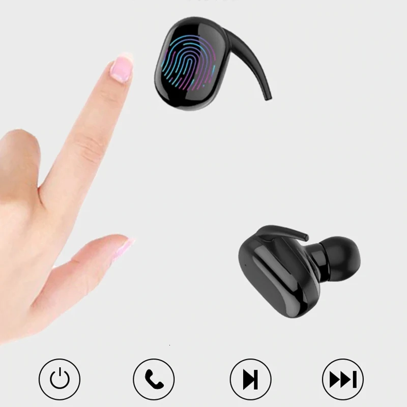 Мини TWS Bluetooth 5,0 наушники с сенсорным управлением беспроводные бинауральные наушники водонепроницаемые спортивные стерео шумоподавляющие с микрофоном