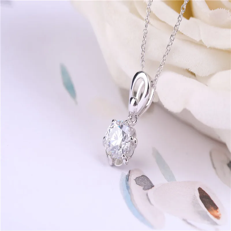 Горячие стили 925 пробы серебро 1.0CT настоящий Муассанит Ожерелье Подвеска VVS для женщин свадебный подарок