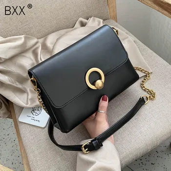 

[BXX] Small Solid Color PU Leather Crossbody Bag For Women 2020 Spring Simple Chain Messenger Shoulder Bag Female Handbags HL036