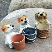 1/1 สร้างสรรค์ Puppy จำลองสุนัขขนาดเล็กเรซิน Cocker Spaniel สุนัขสัตว์เลี้ยงดอกไม้หม้อของเล่นเดสก์ท็อปต...(China)