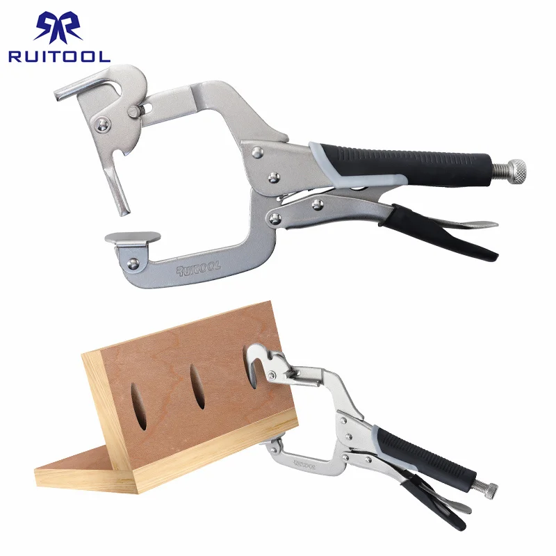 

12 Inch Pocket Hole Jig C-Clamp 2 In 1 Adjustable Jaw Vise Grip Oblique Hole Locking Pliers Hand Tools for Wood Jointing