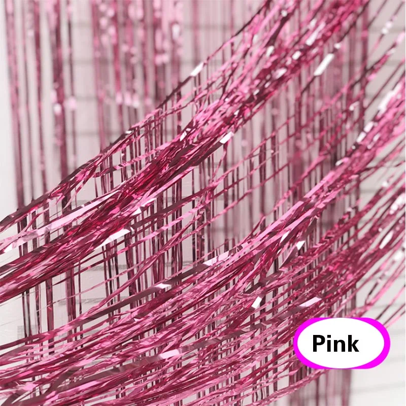 Pink 1*3 м фольга бахрома шторы фото фон вечерние украшения блестящая металлическая мишура вечерние двери из розового золота для украшения для свадьбы и дня рождения - Цвет: Pink