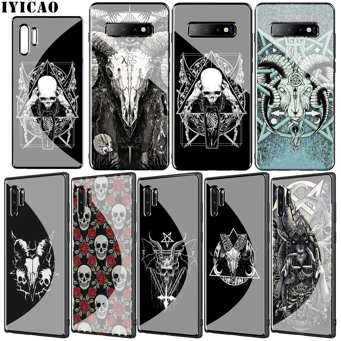 Satanic Skull Tempered Glass Case for Samsung Galaxy S10 S9 S8 Note 8 9 10 Plus A10 A20 A30 A40 A50 A60 A70 |