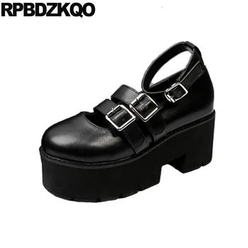 

ladies cheap casual chunky strap japanese platform cute sweet lolita shoes kawaii high heels pumps black 2019 autumn round toe